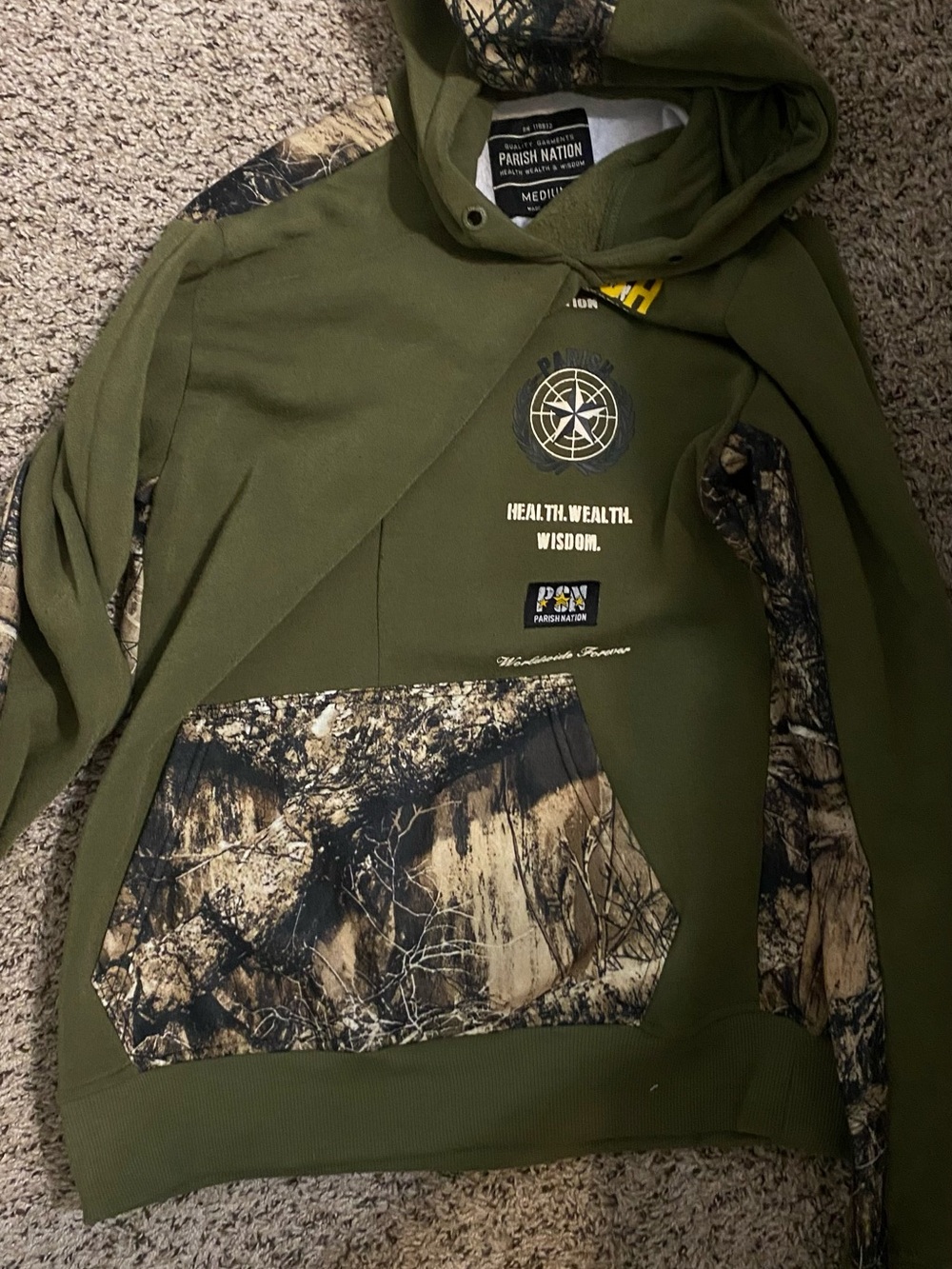 Parish Nation green camo hoodie
